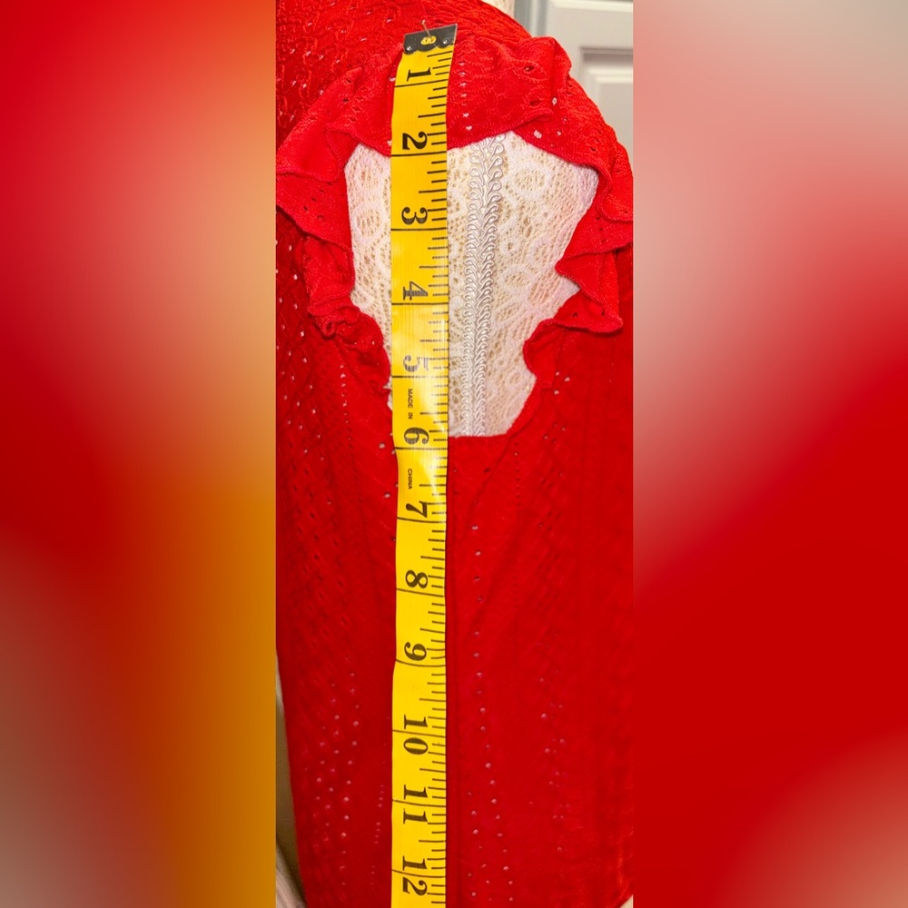 Red Ruffled Women's Top - Picture 4 of 6